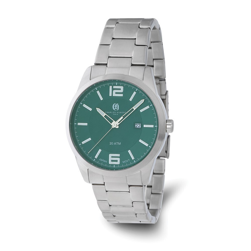 Kazi Luxury Charles-Hubert Stainless Steel Green Dial with Date Watch